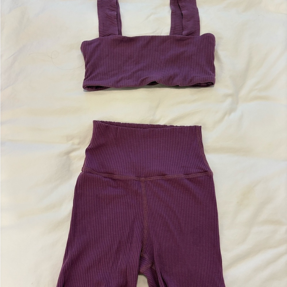 Daily Drills Ribbed Set in Purple